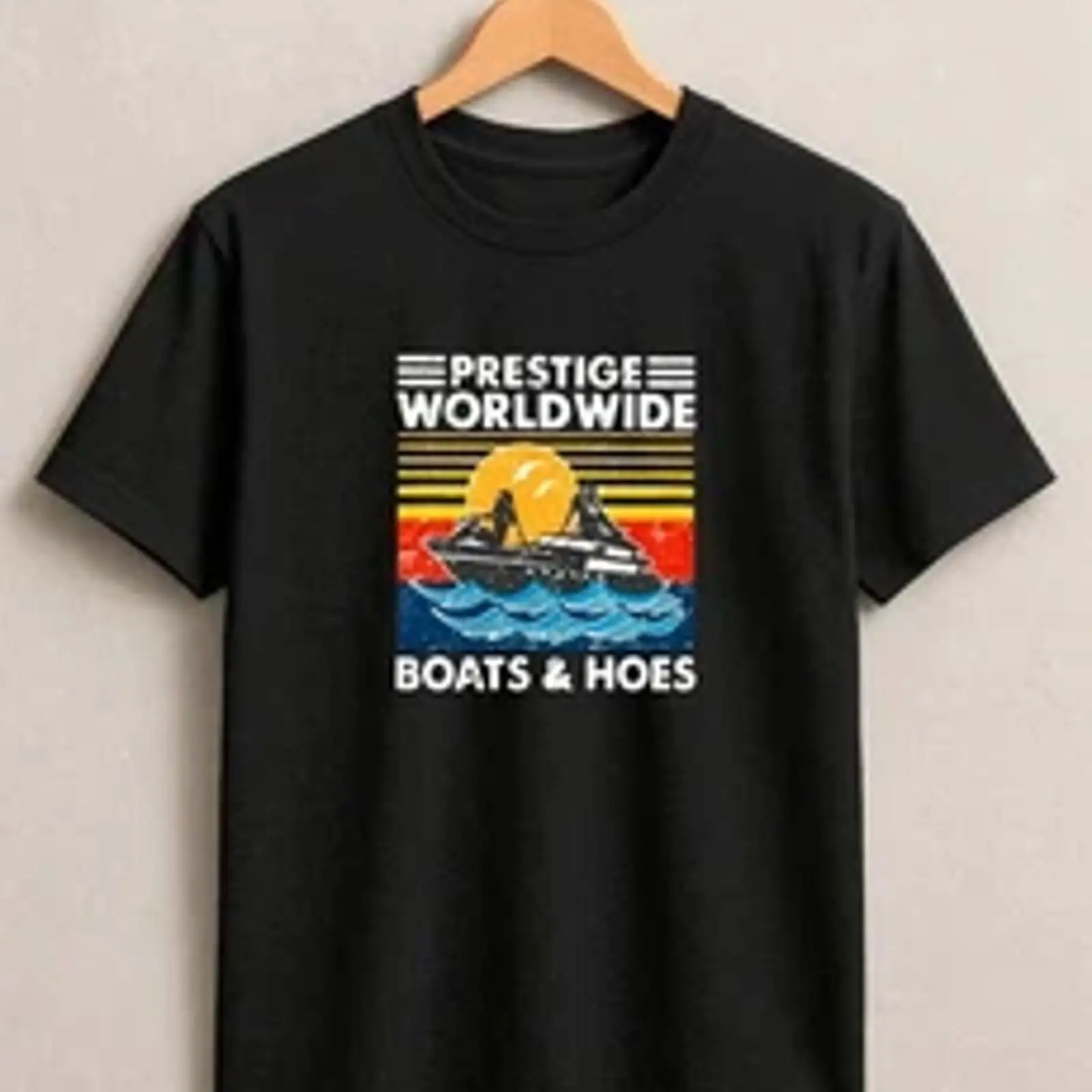 Vintage Yacht Fashion - Ретро-футболка с изображением яхты и заката,