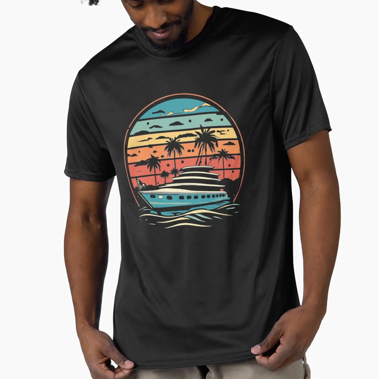 Vintage Yacht Fashion - Винтажная футболка унисекс с принтом «Солнечный
